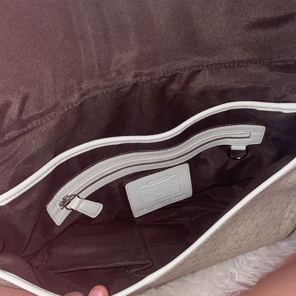 Coach signature jacquard beige white bag - Picture 3 of 5